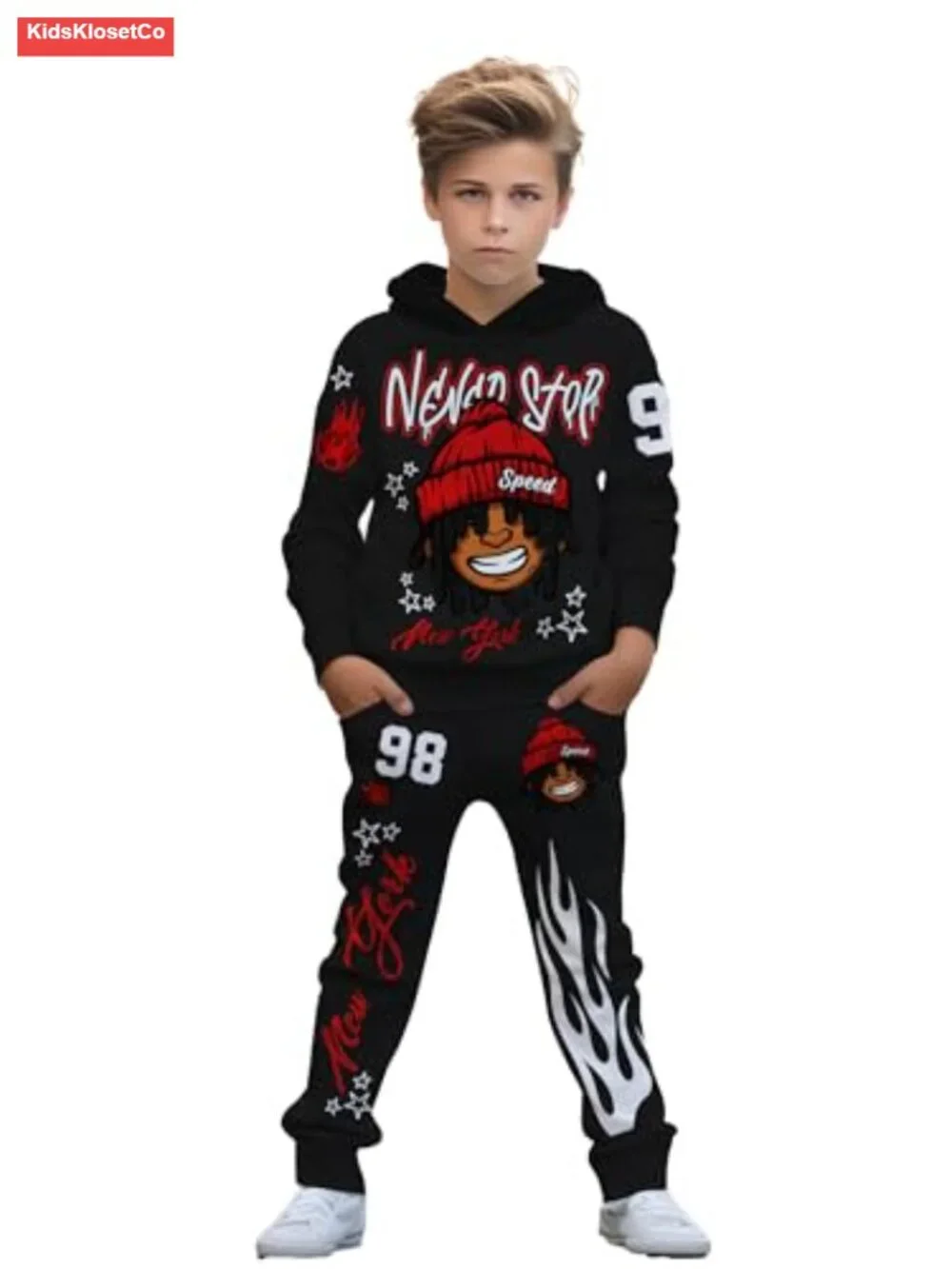 Boys 2-Piece Hoodie & Jogger Set, Lightweight Non-Fleece Fall Spring Outfit
